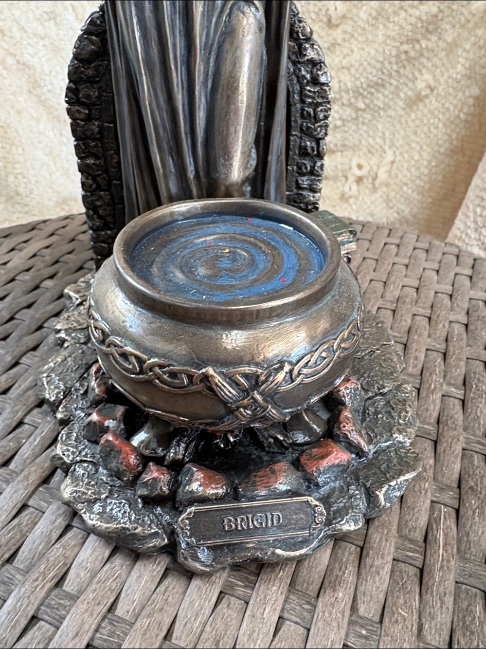 Brigid Statue Home Accent in Metallic Bronze with Red Flame - Picture 3 of 4